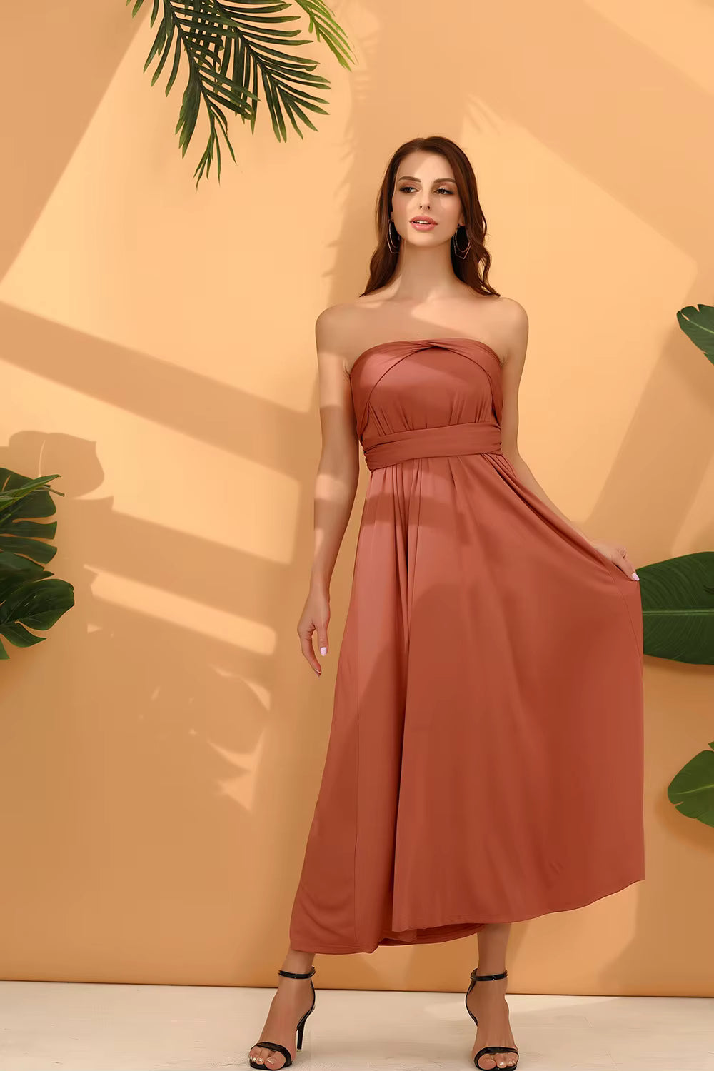 Women's Bridesmaid Dress | Maxi One Shoulder Ruched Halter Neck A-Line