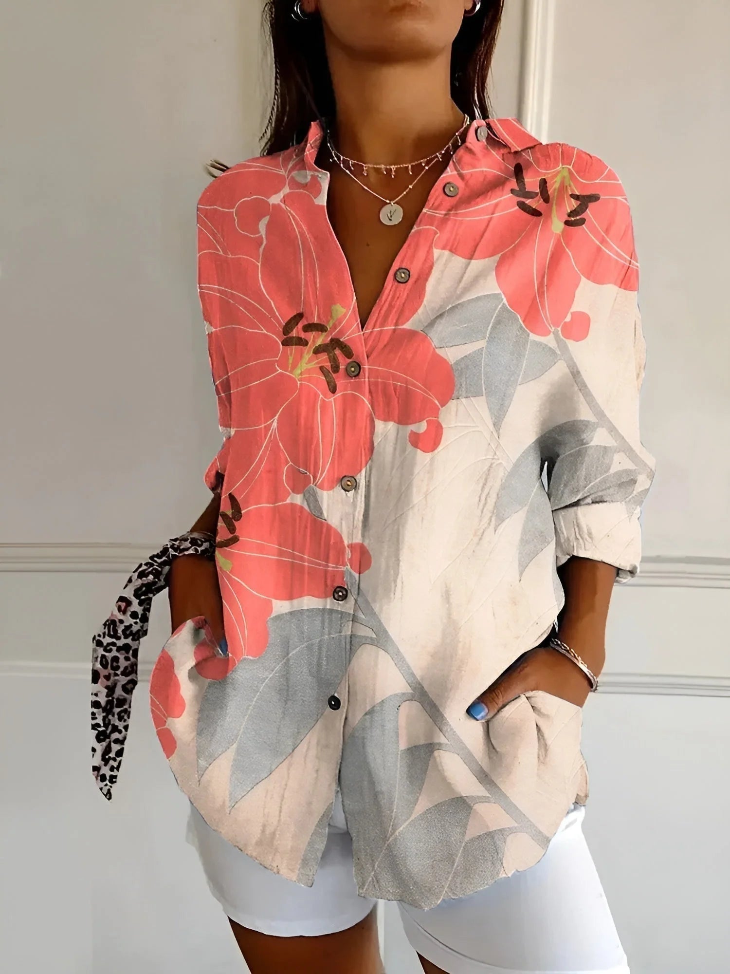 Orange/Gray Floral / 3XL